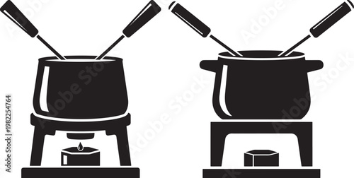 Fondue pots with burners for cooking delicious cheese dishes