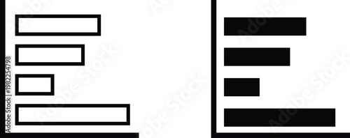 Minimalist left text alignment icon set in outline and solid styles