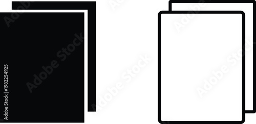 Document icon set in solid and outline styles for file management