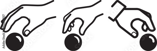 Hand holding sphere or ball showing gesture for pick up or touch