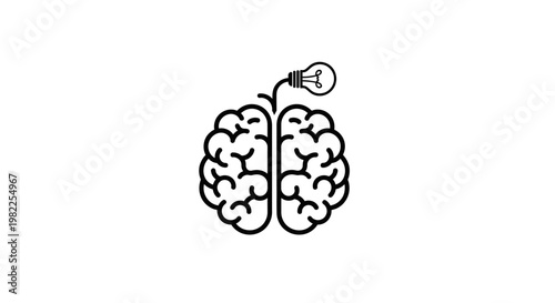 Brain icon with lightbulb illustrating idea and innovation concept
