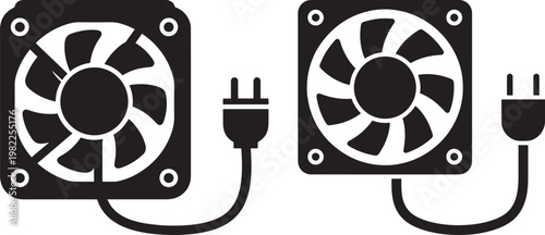 Computer fan with power plug and another fan