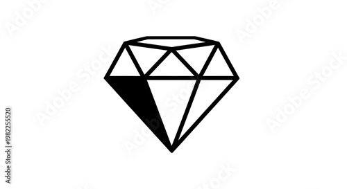 Geometric diamond icon on white background symbolizing value and luxury