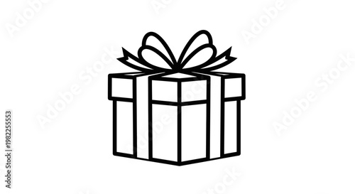 Gift box icon simple black and white design for celebrations and occasions