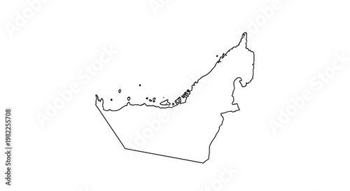 A minimalist line drawing depicts the outline of the united arab emirates nation high quality professional