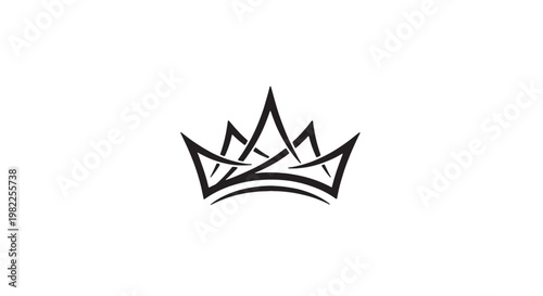 Minimal royal logo mark, elegant curved form, premium vector identity, isolated white background