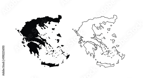 A contrasting depiction of the Peloponnese peninsula in Greece shown in black and white high quality