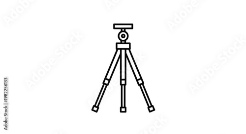 Minimalist tripod icon on white background for photography and videography