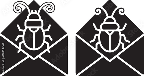 Bug inside envelope computer virus email scam phishing cybercrime