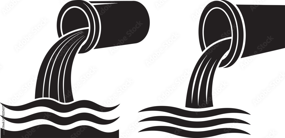 Fototapeta premium Pipe pouring dirty water into river environmental pollution concept