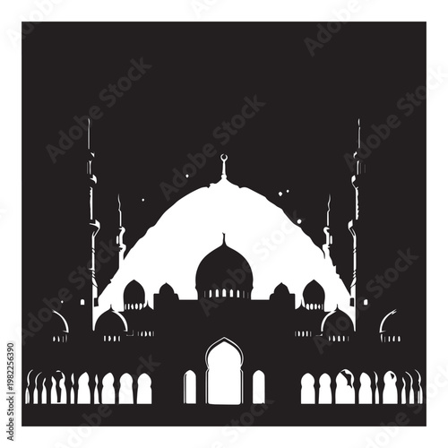 Serene evening view of the sheikh Zayed grand mosque under a crescent moon