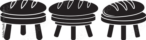 Bread loaf silhouette icons set on white background for bakery products
