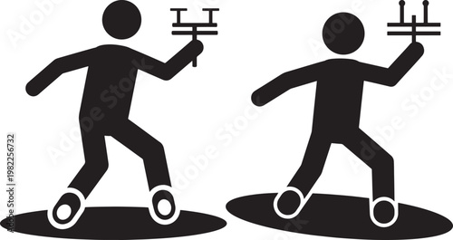 Person on board holding gimbal for camera steadicam device