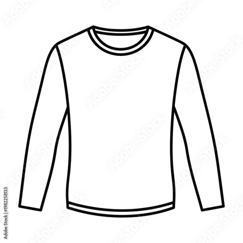 Simple outline illustration of a long-sleeved t-shirt with t shirt long sleeve apparel mock up crew neck round neck
