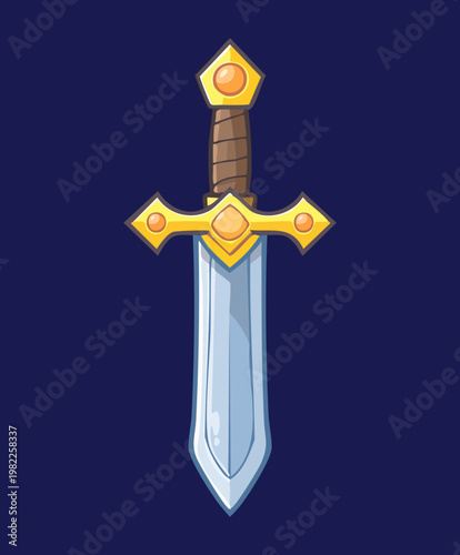 Obraz na plátně Medieval longsword for fantasy game warrior weapon icon or knight combat equipme