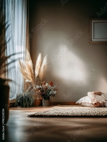 Quiet corner in neutral tones with organic textures