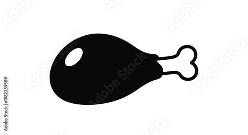 A simple black and white illustration depicts a single chicken leg with a visible bone