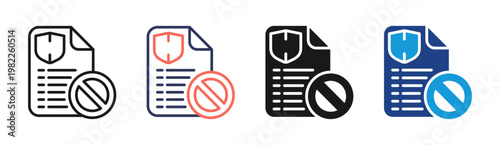 Policy Restriction icon set multiple style collection