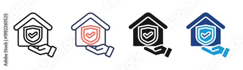 Home Coverage icon set multiple style collection