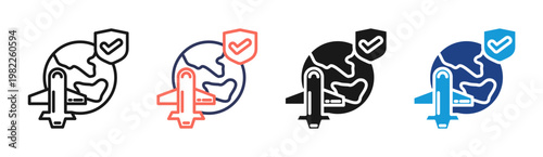 Travel Insurance icon set multiple style collection