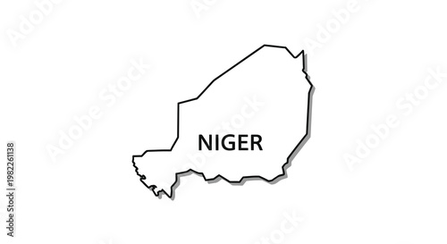 A simple black outline map of Niger with the country s name clearly labeled below it