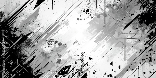 Abstract grunge metal vector background with textured circuit lines and vintage wallpaper art patterns for a technology music backdrop with space for text