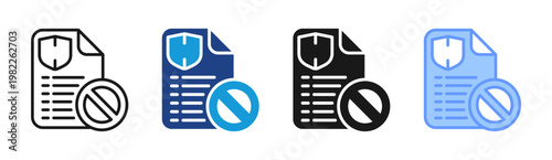 Policy Restriction icon set multiple style collection