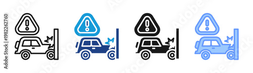 Car Accident icon set multiple style collection