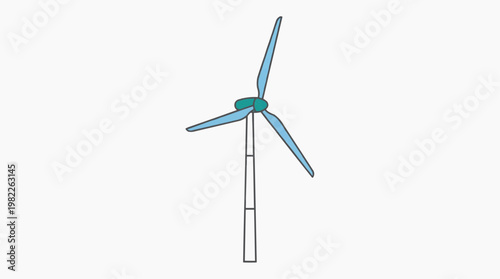 A modern wind turbine generating clean energy. The blades are turning and the structure is tall and sturdy