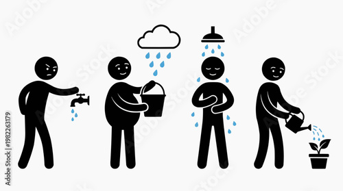 Life Cycle of Water - A creative illustration with humans interacting with water in various ways