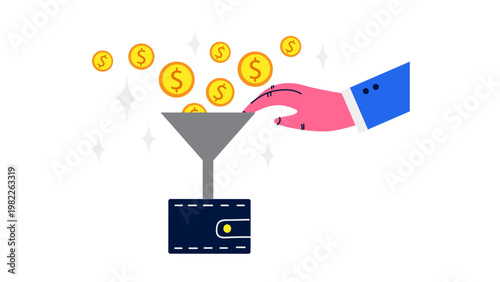 A hand in a business suit sleeve putting money into a wallet