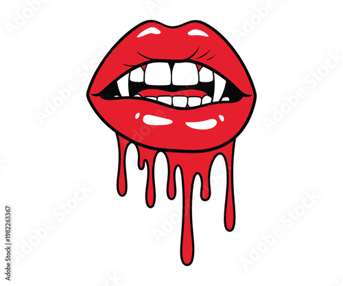 Red lips bleeding teeth