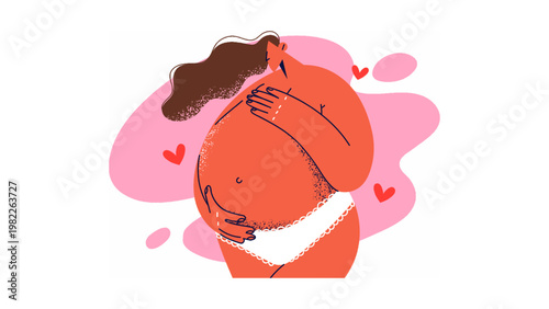 A pregnant woman embracing her belly with love and care