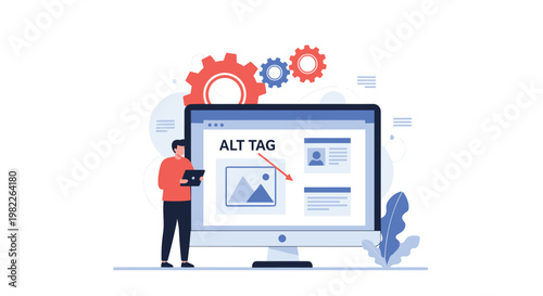 Digital specialist optimizes website images by adding alt tags for better search engine rankings and improved online accessibility.