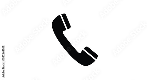 A simple black silhouette of a classic telephone handset against a plain white background high quality
