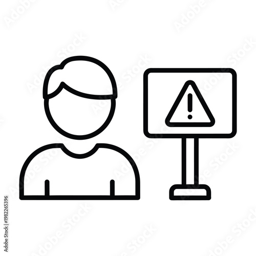 User profile warning sign icon with person avatar and exclamation mark vector illustration individual notification