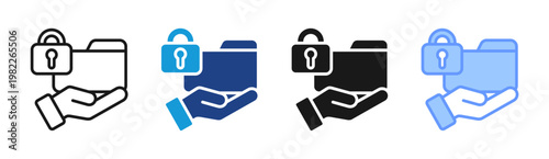 Data Privacy icon set multiple style collection