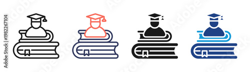 Study Stack icon set multiple style collection