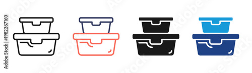 Lunch Box icon set multiple style collection