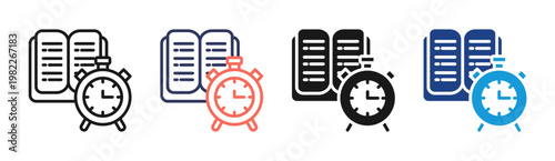 Study Alarm icon set multiple style collection