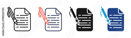Writing Notes icon set multiple style collection