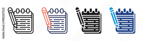 Notebook icon set multiple style collection