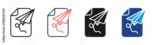 Paperplane icon set multiple style collection