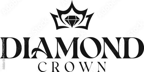 Diamond crown logo concept featuring stylized gemstone and regal headpiece symbol gemstone expensive brilliant minimalist monochrome branding identity prestige brilliance precious superior