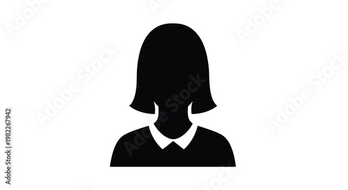 Simple black silhouette of a woman s head and shoulders silhouette