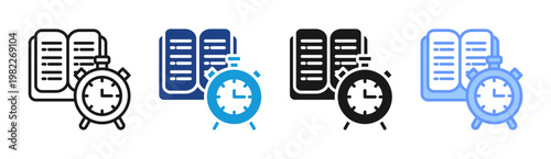 Study Alarm icon set multiple style collection