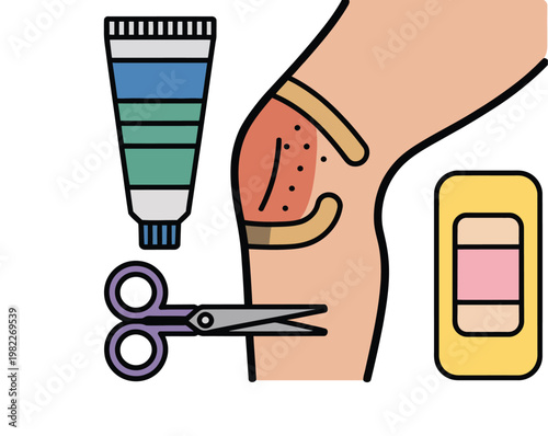 Knee injury treatment items are shown.