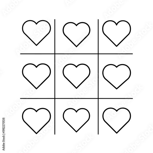 Tic Tac Toe Game with Hearts - Love Symbol, Romance, Playful Game
