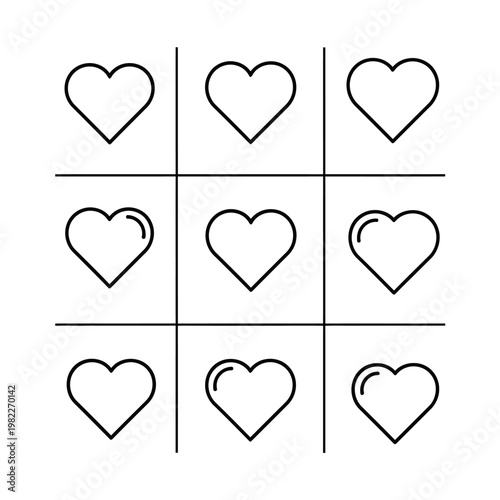 Tic Tac Toe Game with Hearts Instead of X and O Symbols