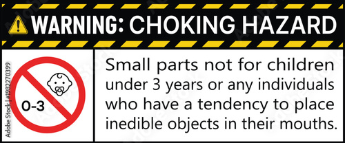 Warning Choking Hazard Sign Small Parts Not for Children Under 3 Safety Vector
